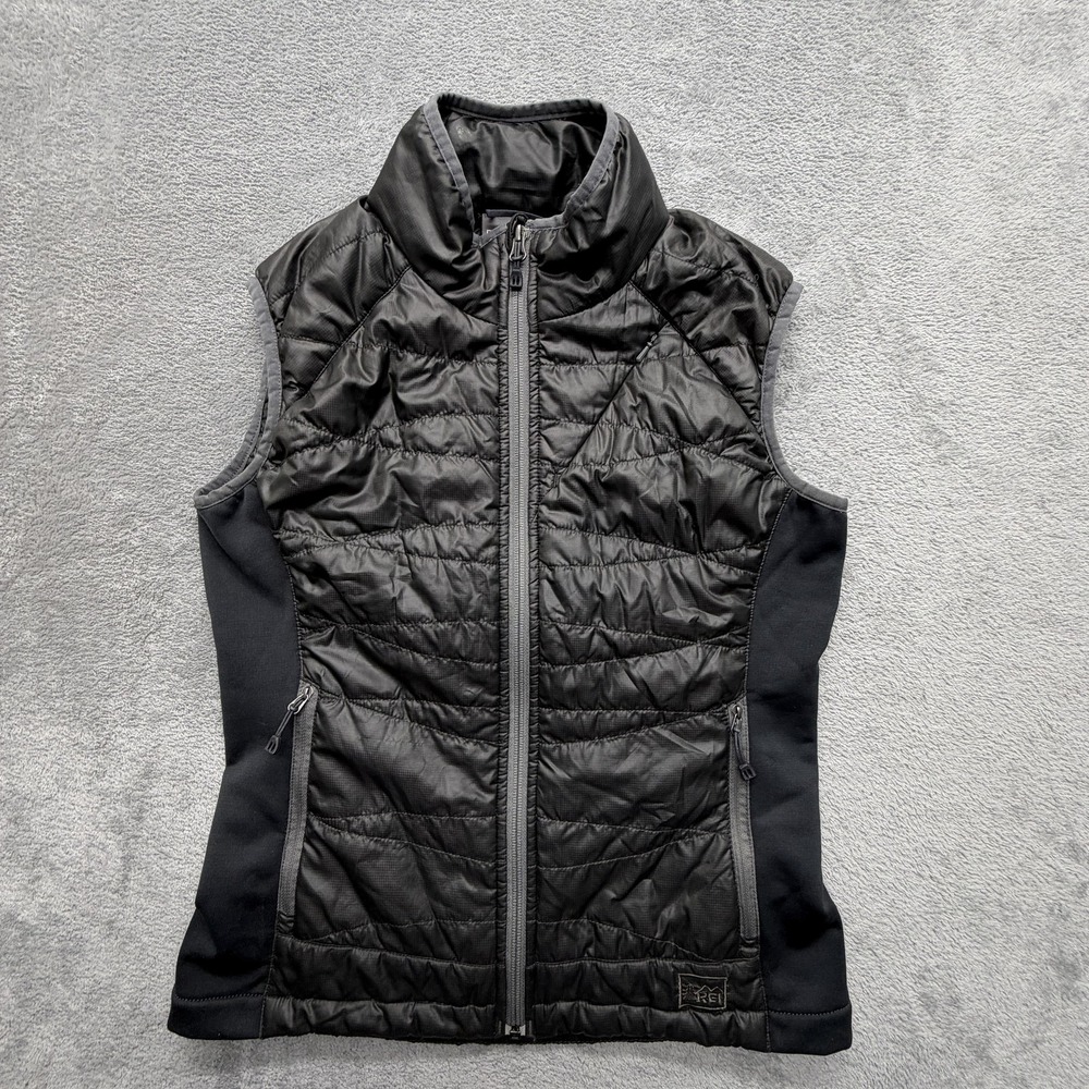 REI‎ Vest Womens S Black Puffer Quilted Insulated Full Zip Collared Slim Fit